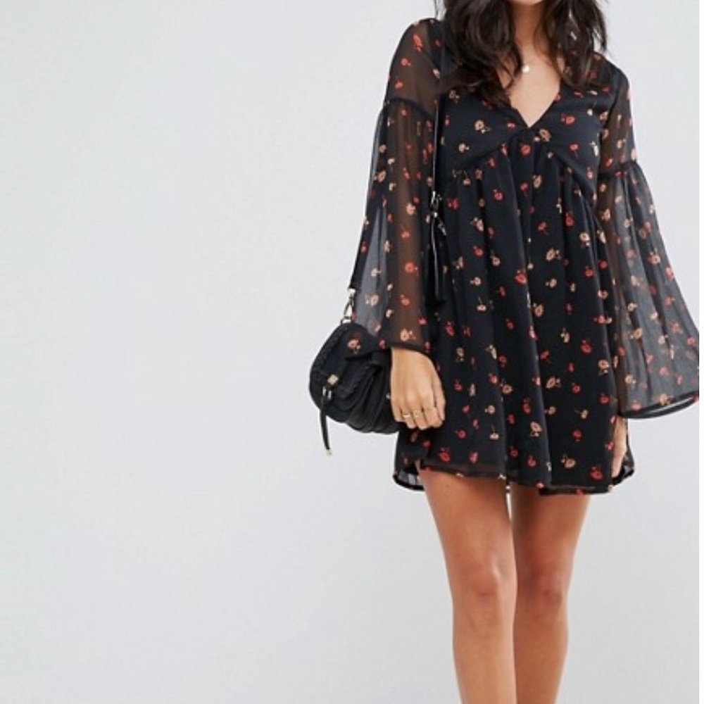 Influence Smock Dress With Flare Sleeves
